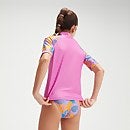 Camiseta de protección solar estampada de manga corta para niña, violeta/mango