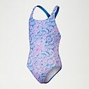Bedruckter Medalist-Badeanzug für Mädchen Blau/Violett