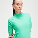 Camiseta de neopreno de manga corta para mujer, verde