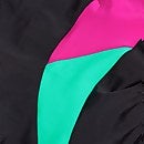 Bañador Muscleback con bloques de color y estampado de contraste para mujer, negro/morado