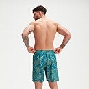 Bañador tipo bermuda Leisure estampado de 45 cm para hombre, verde/azul