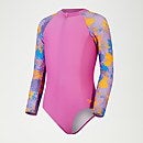 Langärmliger Badeanzug für Mädchen Violett/Mango