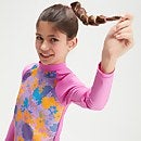 Camiseta de neopreno estampada de manga larga para niña, violeta/mango