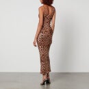 Good American Leopard-Print Stretch-Satin Maxi Dress - S