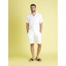 White Solid Short Sleeves Classic Cotton Casual Shirt (BAGAZ)