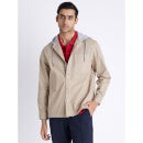 Beige Classic Casual Hooded Cotton Shirt (DADENIM)