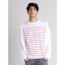 Red Round Neck Striped Cotton T-shirt (BEBASER)