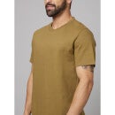 Olive Green Round Neck Cotton T-shirt (TEBOX)