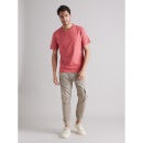 Pink Round Neck Cotton T-shirt (TEBOX)