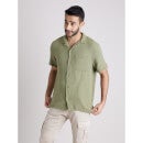 Green Solid Short Sleeves Classic Cotton Casual Shirt (BAGAZ)