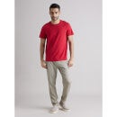 Red Casual Cotton T-shirt (TEBASE.)