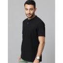 Black Solid Cotton Polo T-Shirt