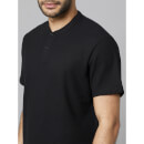 Black Solid Cotton Polo T-Shirt