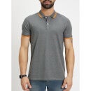 Grey Solid Short Sleeve Polo T-Shirt