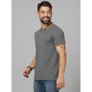 Grey Solid Short Sleeve Polo T-Shirt