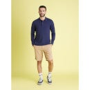 Men Solid Blue Long Sleeve Polo (Various Sizes)