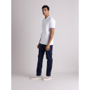 Blue Mid Rise Plain Cotton Slim Fit Chinos Trousers (TOCHARLES)