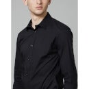 Black Classic Fit Spread Collar Formal Cotton Shirt (VAXAVIER)