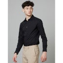 Black Classic Fit Spread Collar Formal Cotton Shirt (VAXAVIER)
