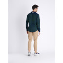 Green Classic Vertical Stripes Striped Cotton Casual Shirt (DADUO)