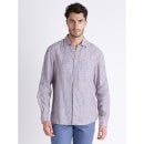 Grey Classic Spread Collar Linen Casual Shirt (DATALIN)