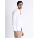 White Spread Collar Linen Casual Shirt (DATALIN1)