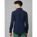 Navy Classic Spread Collar Cotton Casual Shirt (DAPIKIN)