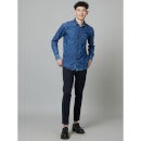 Navy Blue Slim Fit Faded Cotton Casual Shirt (DATIED)