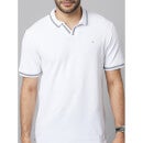 Mens White Solid Fashion Polo T-Shirt (Various Sizes)