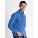 Blue Button Down Collar Cotton Casual Shirt (DAINDIE)