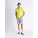 Mens Lime-Green Solid Polo With Contrast Collar (Various Sizes)