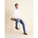 White Classic Spread Collar Cotton Casual Shirt (DAPIKIN)