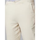 Beige Classic Fit Linen Regular Trousers (DOLINCO)