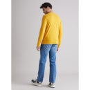 Yellow Henley Neck Long Sleeves Cotton T-shirt (CEABELONGIN)