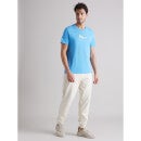 Men Graphic Print Blue Short Sleeve T-shirt (Various Sizes)