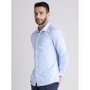 Light Blue Classic Spread Collar Cotton Casual Shirt (DAPIKIN)