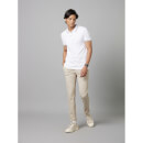 Beige Mid Rise Plain Cotton Slim Fit Chinos Trousers (TOCHARLES)