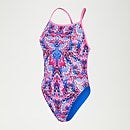 Club Training Placement Digital V-Rückenausschnitt-Badeanzug für Damen in Pink/Blau