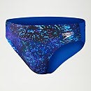 Bañador tipo slip de 7 cm con impresión digital integral para hombre, negro/azul