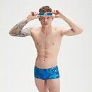 Bañador tipo slip de entrenamiento de 17 cm con impresión digital integral para hombre, azul marino/azul