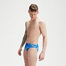 Bañador tipo slip de entrenamiento de 5 cm con impresión digital integral para hombre, azul