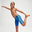 All-Over Digital-Schwimmhose für Jungen Blau/Marineblau