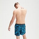 Bañador tipo bermuda HyperBoom estampado de 40 cm con banda para hombre, azul marino/azul