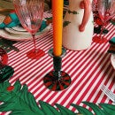 anna + nina Pine Green Striped Glass Candle Holder