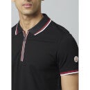 Men Chamonix Solid Black Short Sleeves Polo