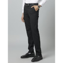Solid Black Polyester Suit Pant