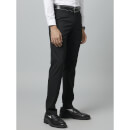 Solid Black Polyester Suit Pant