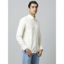 Yellow Classic Vertical Striped Button Down Collar Cotton Casual Shirt (CAOXFORDY1)