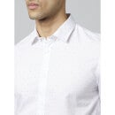White Classic Polka Dots Printed Button Down Collar Cotton Formal Shirt (DAOP)