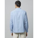 Blue Classic Spread Collar Cotton Casual Shirt (DATEXTURE)